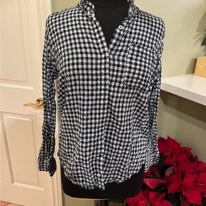 Vince Camuto Navy and White Checkered Shirt